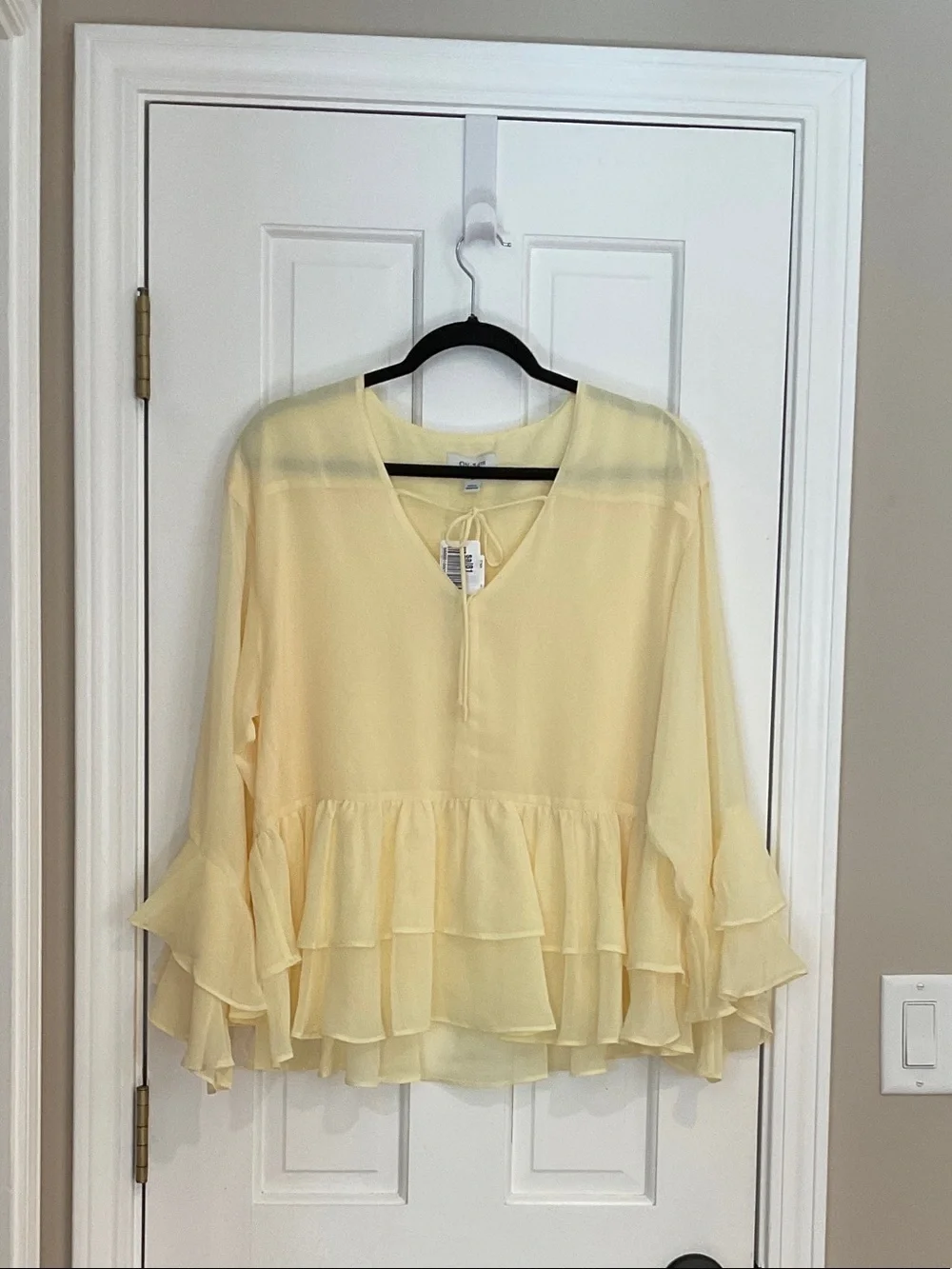 Soft Yellow Ruffle Peasant Blouse - Lightweight Feminine Top